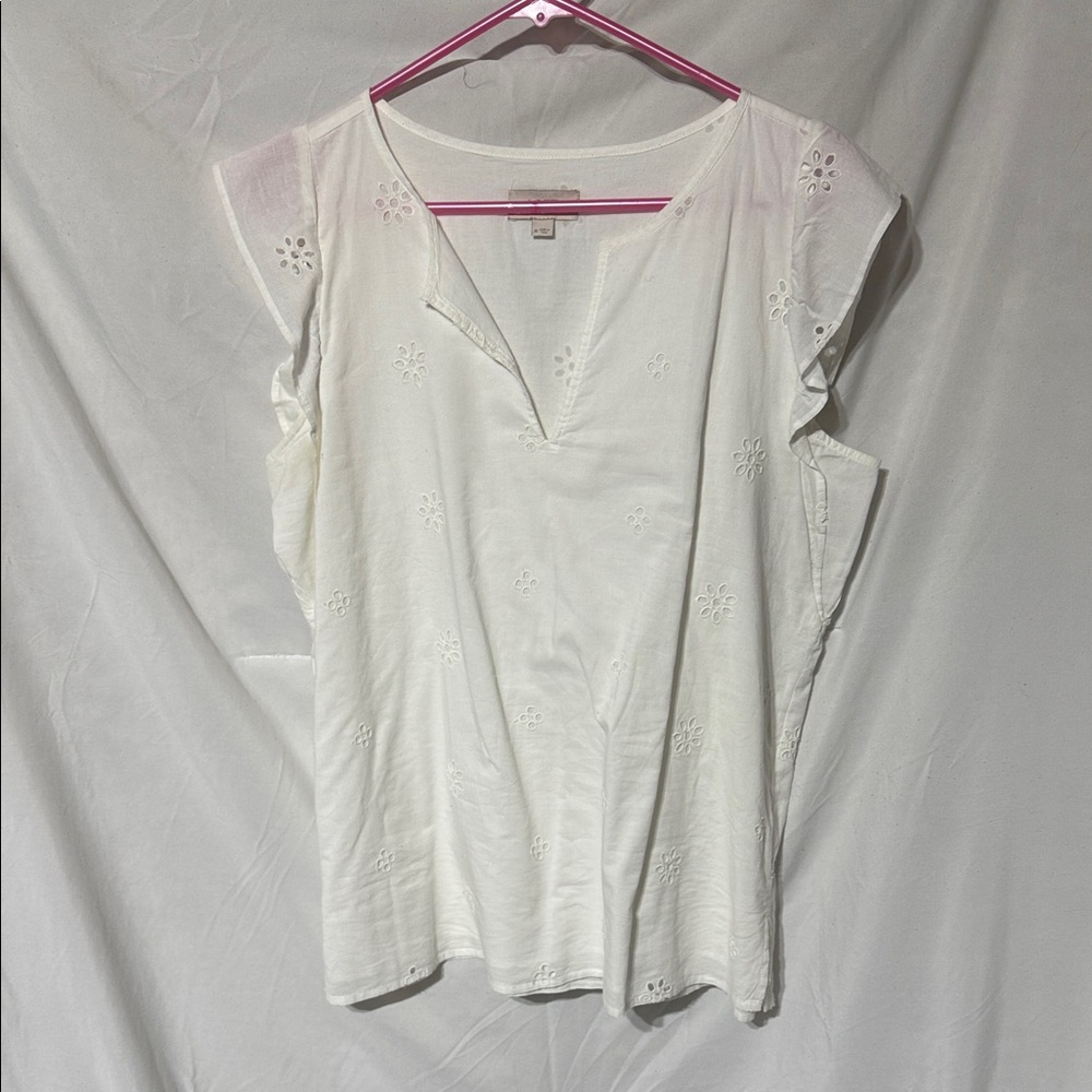 LOFT Cream Eyelet Blouse